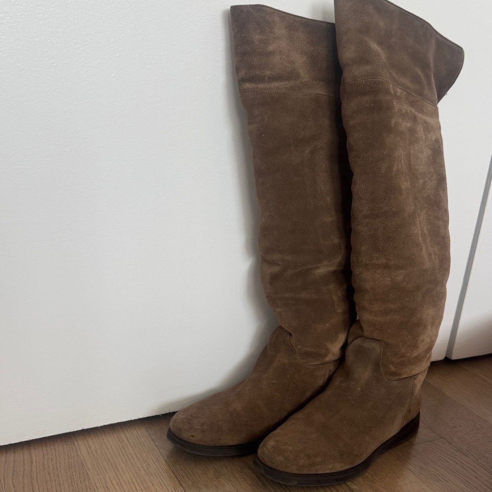 Salvatore Ferragamo Tan fur lined tall Boots